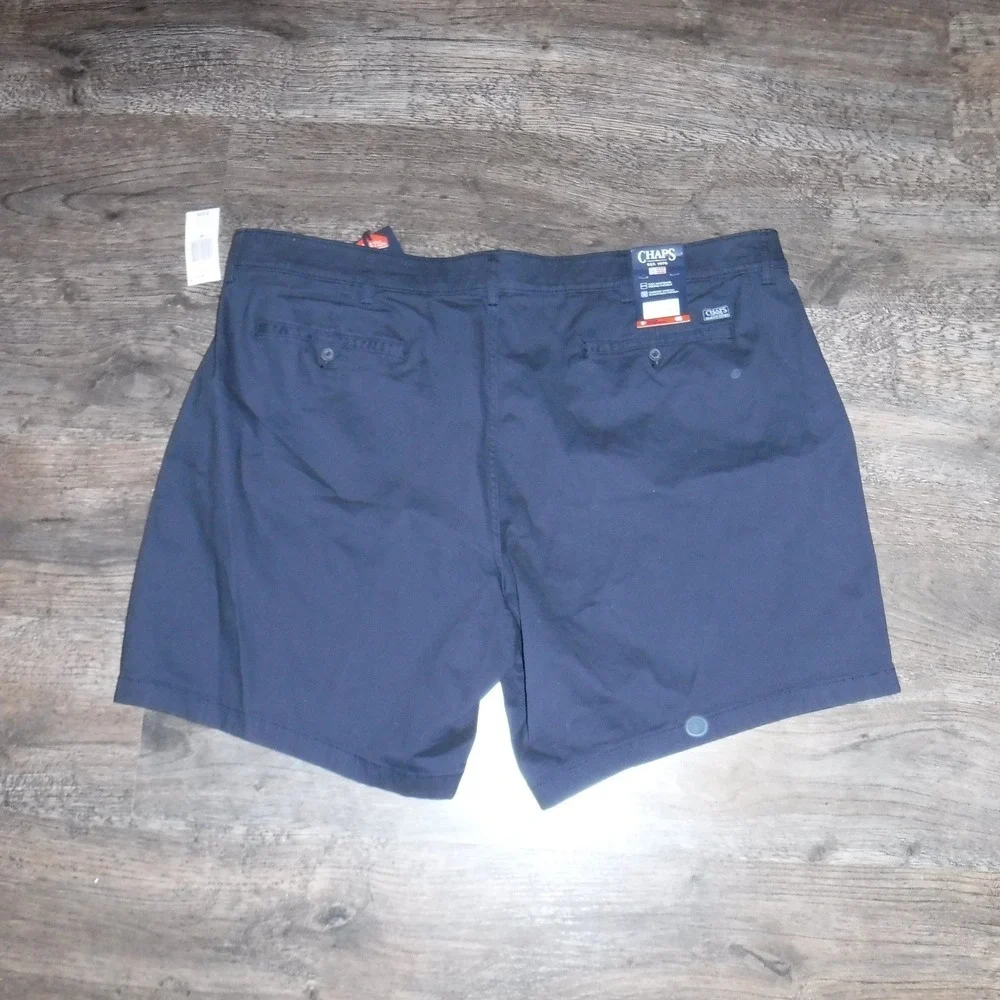 Chaps Big Tall Coastal Wash Flat Front‎ Shorts Navy Blue Size 48